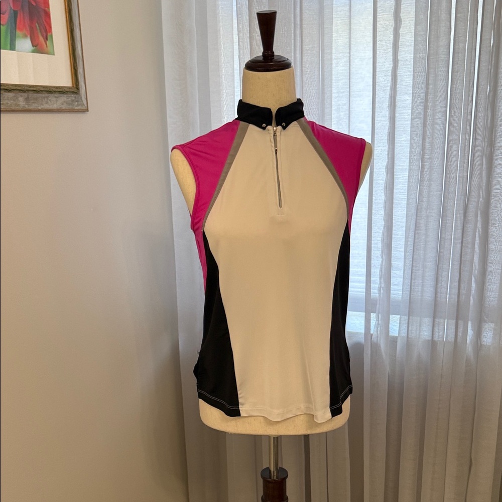 Jamie Sadock golf shirt Pink, Black, and White Sleeveless Tank Top